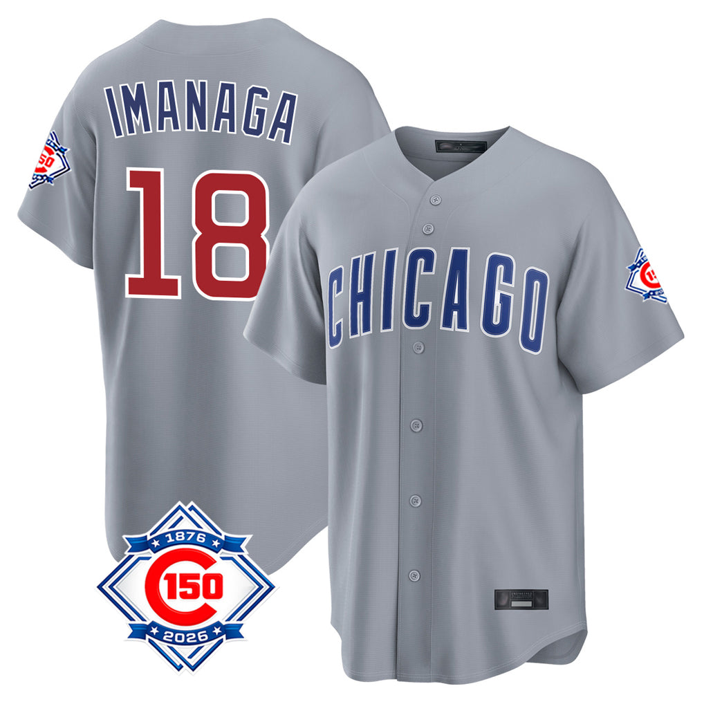 Choea C.Cubs #18 Shota Imanaga Player Gray 150th Anniversary Home Game Stitched Jerseys