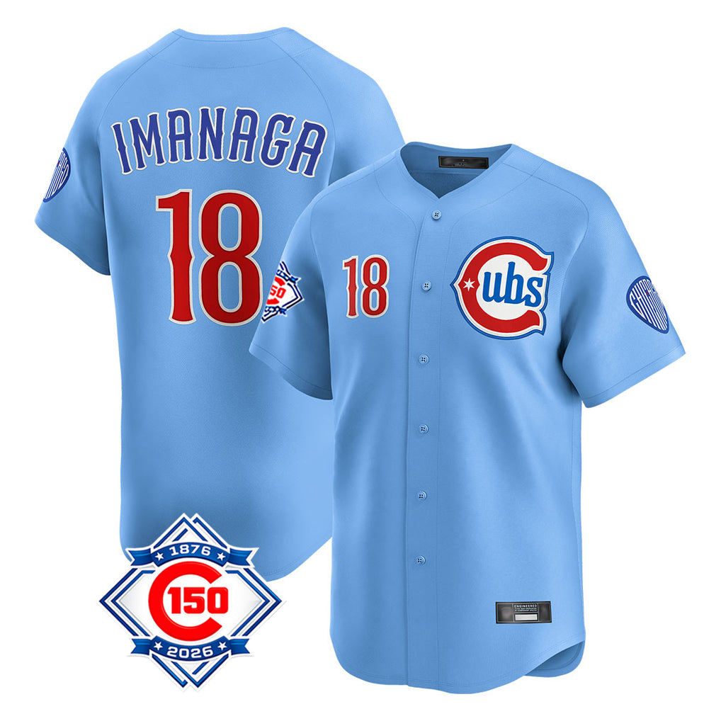 Choea C.Cubs #18 Shota Imanaga Player Light Blue 150th Anniversary Limited Home Stitched Jerseys