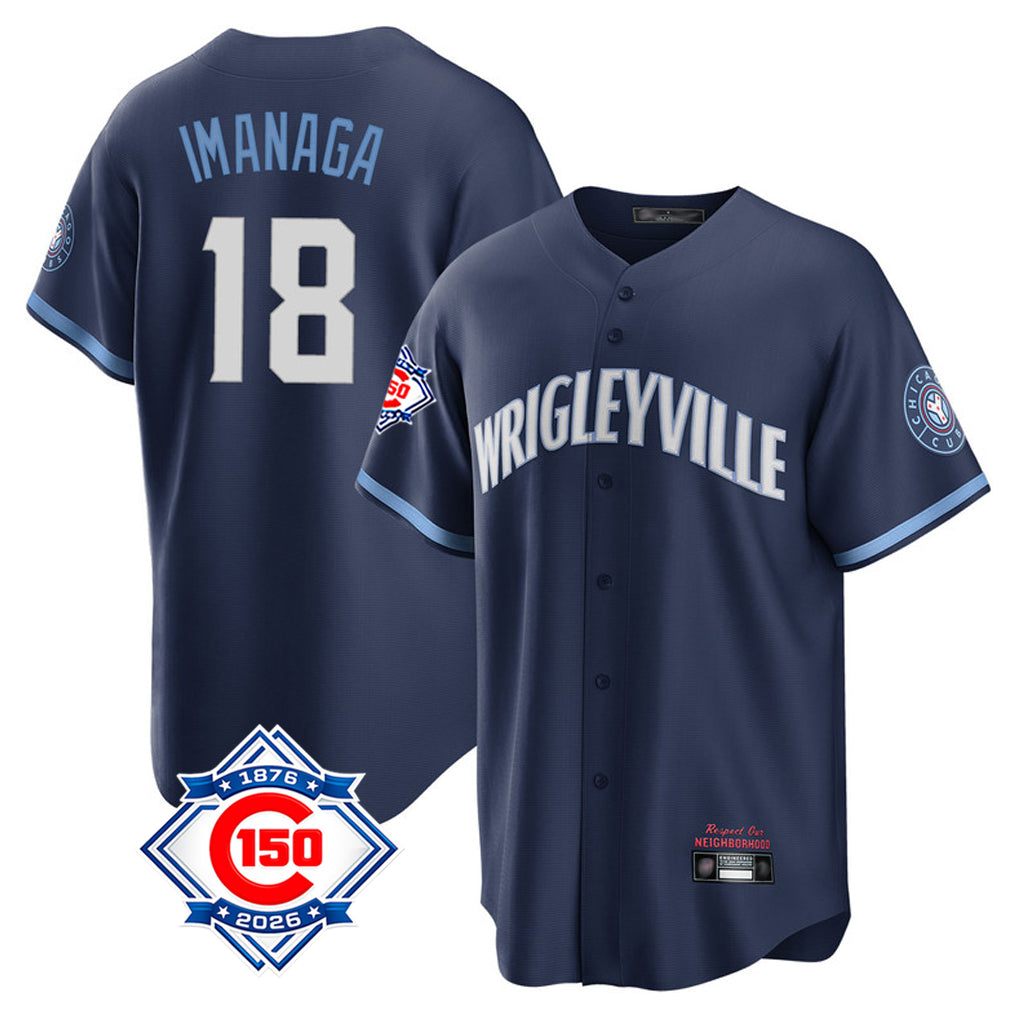 Choea C.Cubs #18 Shota Imanaga Player Navy 150th Anniversary City Connect Home Game Stitched Jerseys