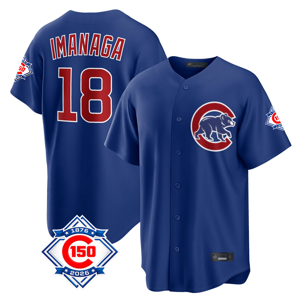 Choea C.Cubs #18 Shota Imanaga Player Royal 150th Anniversary Home Game Stitched Jerseys