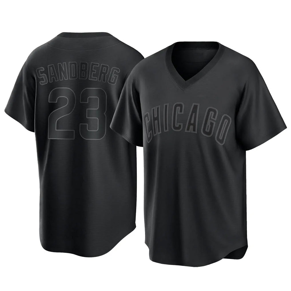 Choea C.Cubs #23 Ryne Sandberg Player Black T-shirt Home Game Stitched Jerseys