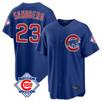 Choea C.Cubs #23 Ryne Sandberg Player Royal 150th Anniversary Home Game Stitched Jerseys