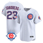 Choea C.Cubs #23 Ryne Sandberg Player White 150th Anniversary Limited Home Game Stitched Jerseys