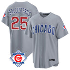 Choea C.Cubs #25 Mois¡§|s Ballesteros Player Gray 150th Anniversary Home Game Stitched Jerseys