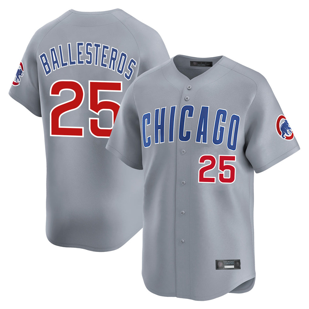 Choea C.Cubs #25 Mois¡§|s Ballesteros Player Gray Road Limited Home Stitched Jerseys