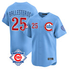 Choea C.Cubs #25 Mois¡§|s Ballesteros Player Light Blue 150th Anniversary Limited Home Stitched Jerseys