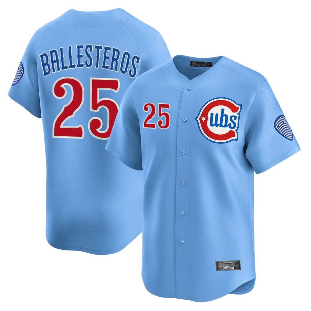 Choea C.Cubs #25 Mois¡§|s Ballesteros Player Light Blue Limited Home Stitched Jerseys