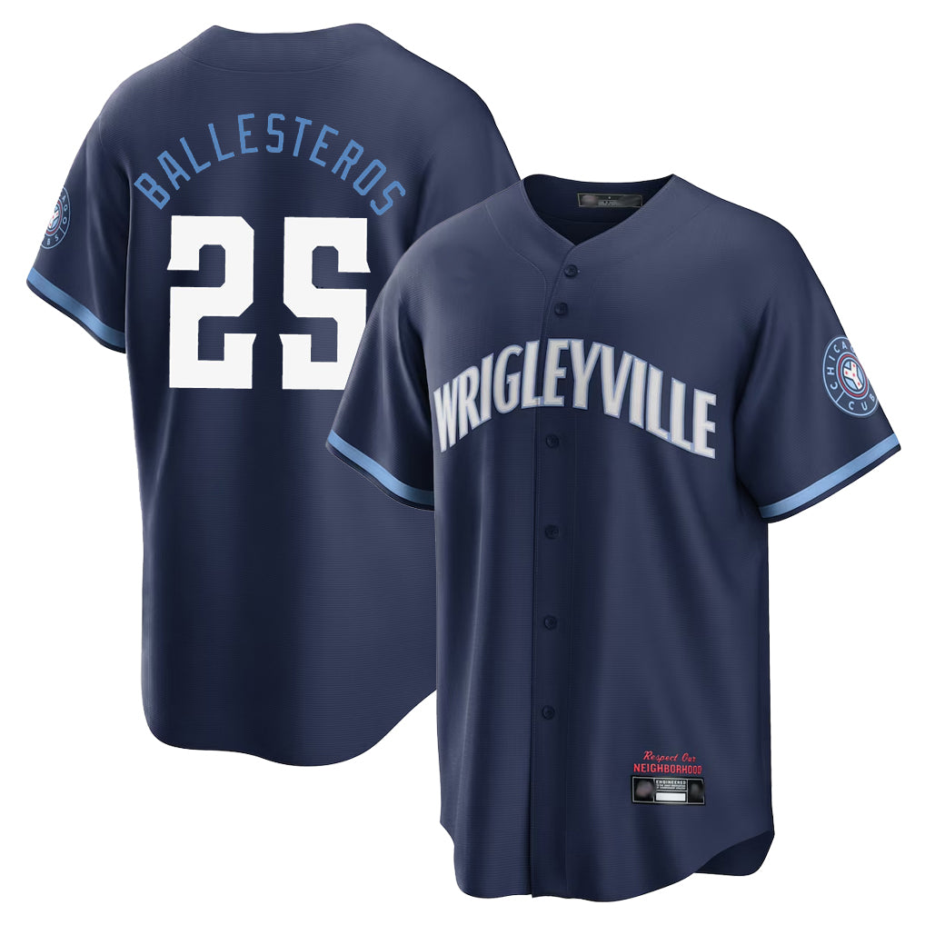 Choea C.Cubs #25 Mois¡§|s Ballesteros Player Navy City Connect Home Game Stitched Jerseys