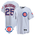 Choea C.Cubs #25 Mois¡§|s Ballesteros Player White 150th Anniversary Home Game Stitched Jerseys