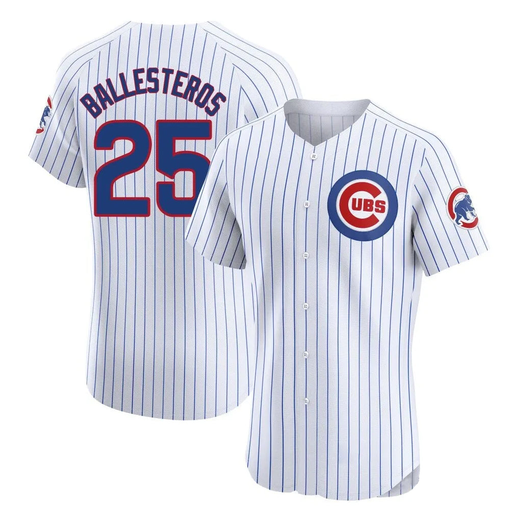 Choea C.Cubs #25 Mois¡§|s Ballesteros Player White Limited Elite Home Game Stitched Jerseys
