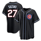 Choea C.Cubs #27 Seiya Suzuki Player Black Fashion Out Game Stitched Jerseys