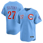 Choea C.Cubs #27 Seiya Suzuki Player Light Blue Limited Home Stitched Jerseys