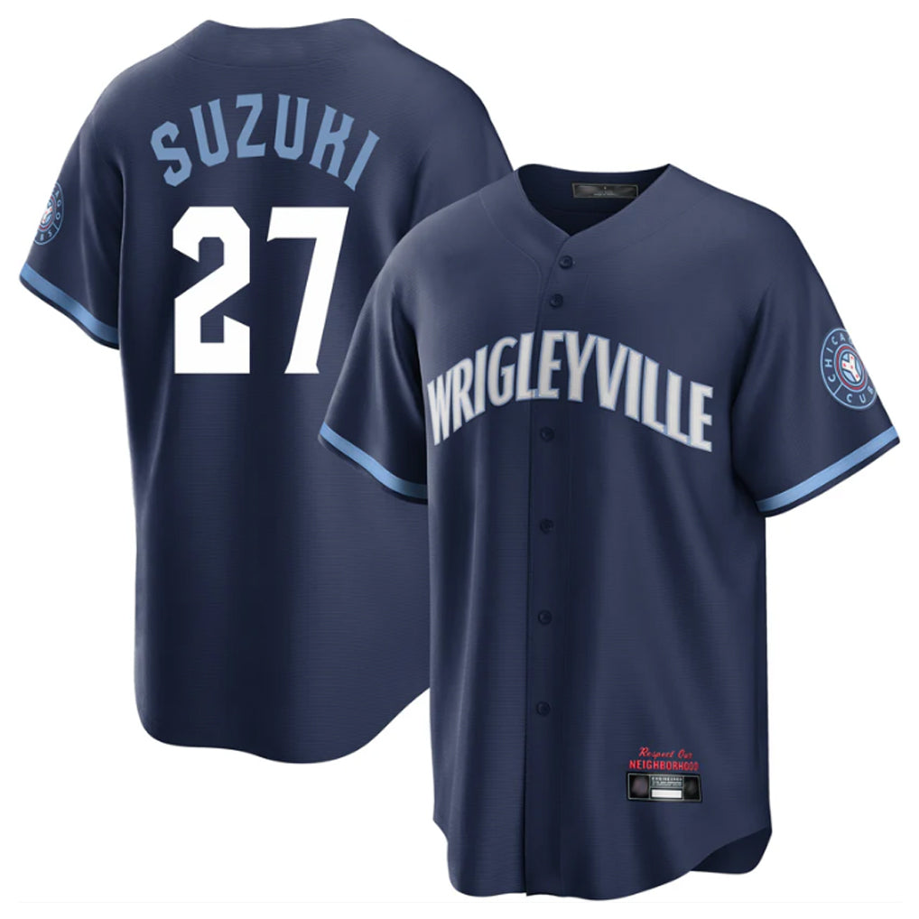 Choea C.Cubs #27 Seiya Suzuki Player Navy City Connect Home Game Stitched Jerseys