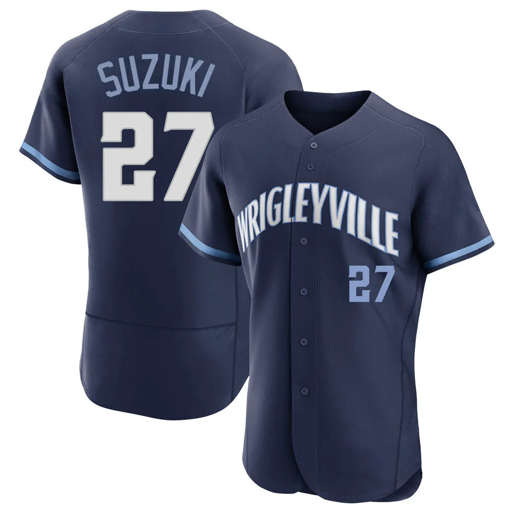 Choea C.Cubs #27 Seiya Suzuki Player Navy City Connect Limited Elite Home Stitched Jerseys