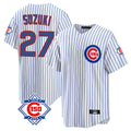 Choea C.Cubs #27 Seiya Suzuki Player White 150th Anniversary Home Game Stitched Jerseys
