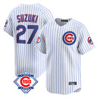 Choea C.Cubs #27 Seiya Suzuki Player White 150th Anniversary Limited Home Game Stitched Jerseys