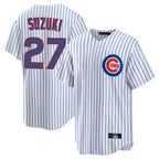 Choea C.Cubs #27 Seiya Suzuki Player White Game Home Stitched Jerseys