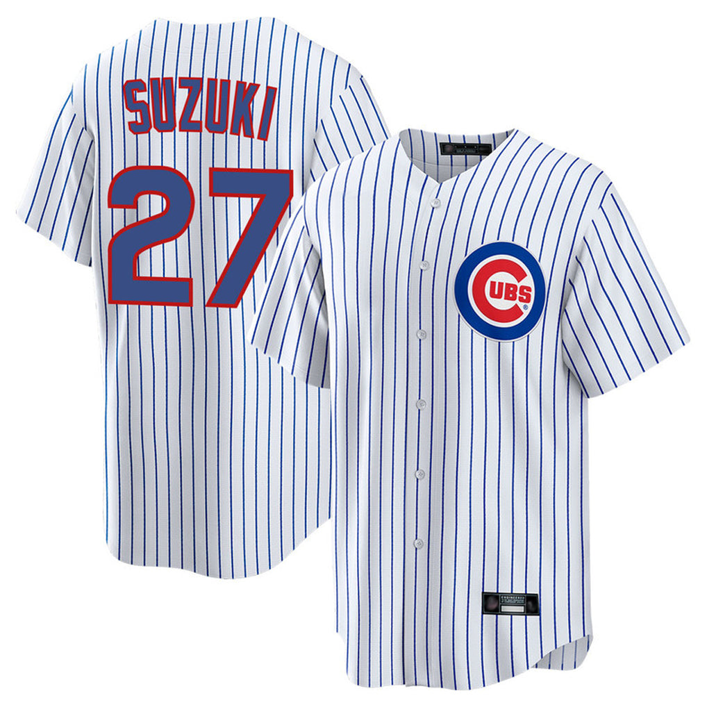 Choea C.Cubs #27 Seiya Suzuki Player White Game Home Stitched Jerseys