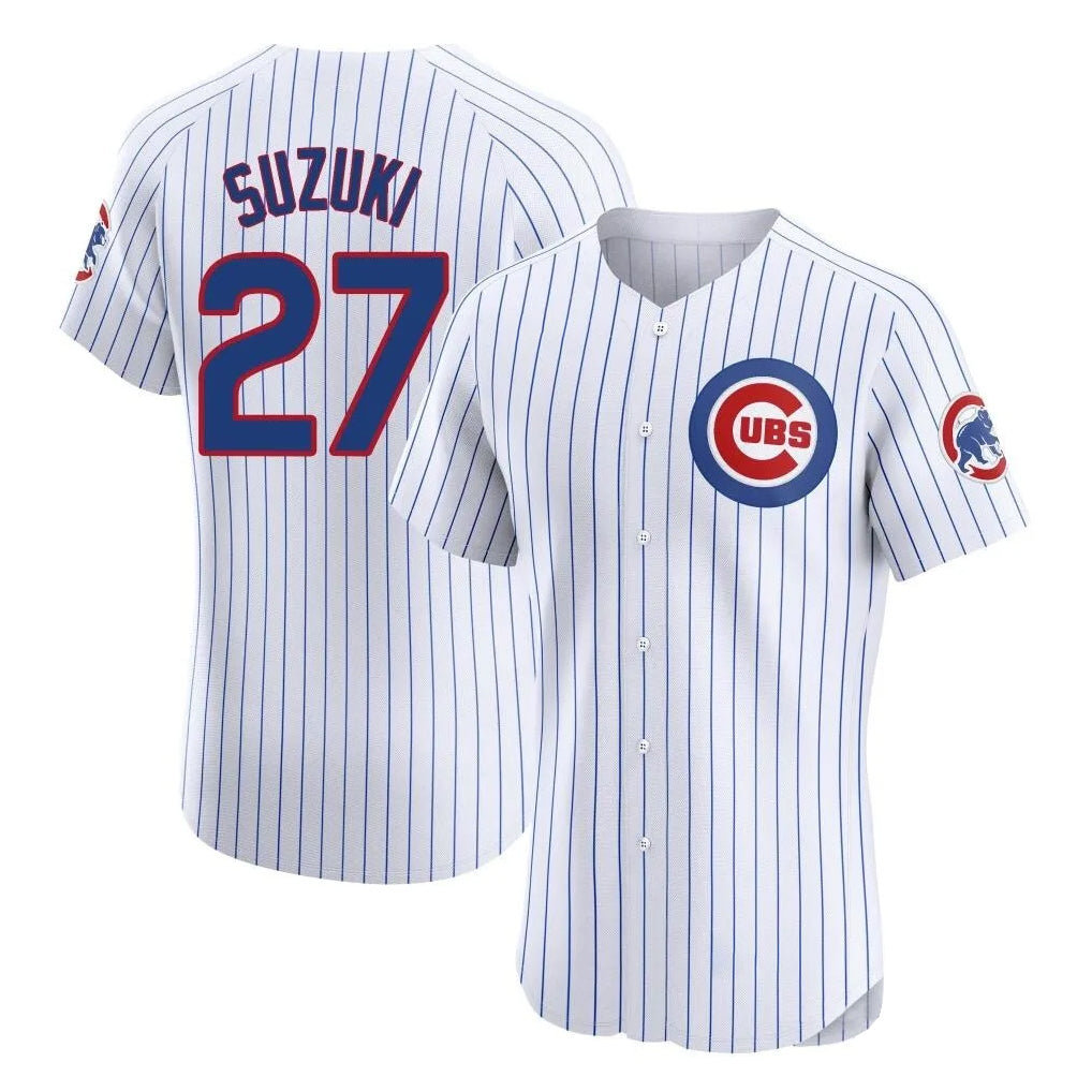 Choea C.Cubs #27 Seiya Suzuki Player White Limited Elite Home Game Stitched Jerseys