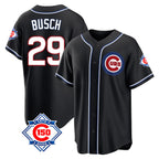 Choea C.Cubs #29 Michael Busch Player Black Fashion Out 150th Anniversary Game Stitched Jerseys