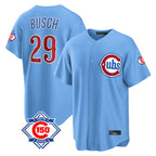Choea C.Cubs #29 Michael Busch Player Light Blue 150th Anniversary Home Game Stitched Jerseys