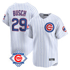 Choea C.Cubs #29 Michael Busch Player White 150th Anniversary Limited Home Game Stitched Jerseys