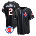 Choea C.Cubs #2 Nico Hoerner Player Black Fashion Out 150th Anniversary Game Stitched Jerseys