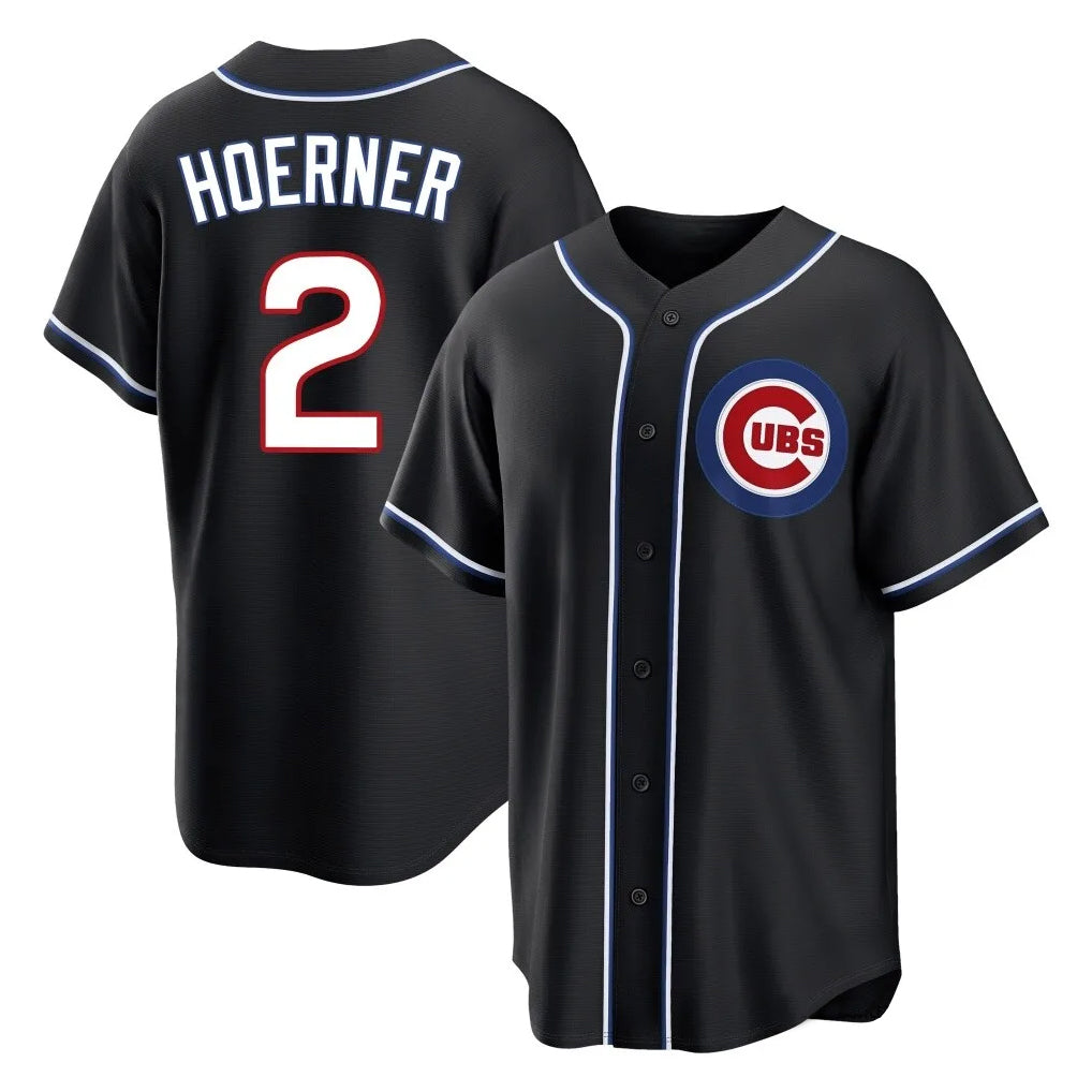 Choea C.Cubs #2 Nico Hoerner Player Black Fashion Out Game Stitched Jerseys
