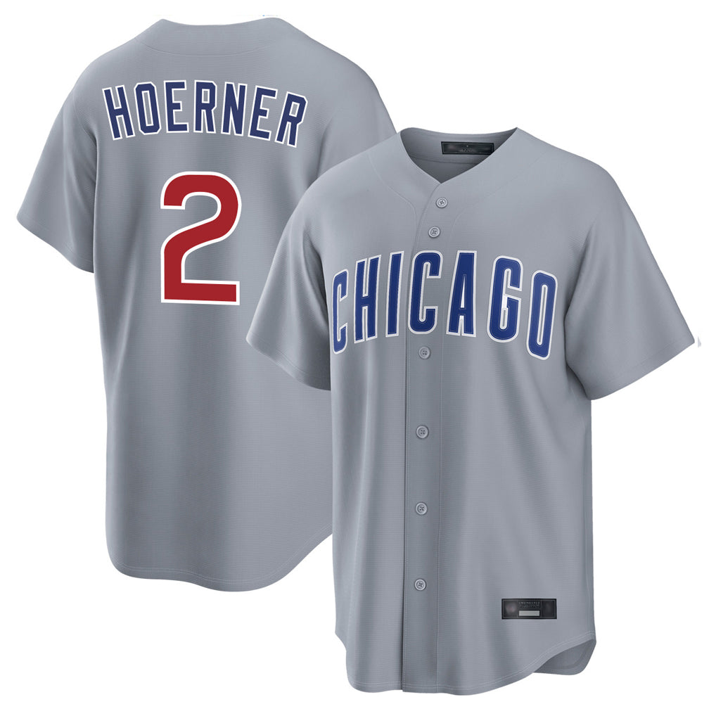 Choea C.Cubs #2 Nico Hoerner Player Gray Home Game Stitched Jerseys