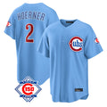 Choea C.Cubs #2 Nico Hoerner Player Light Blue 150th Anniversary Home Game Stitched Jerseys