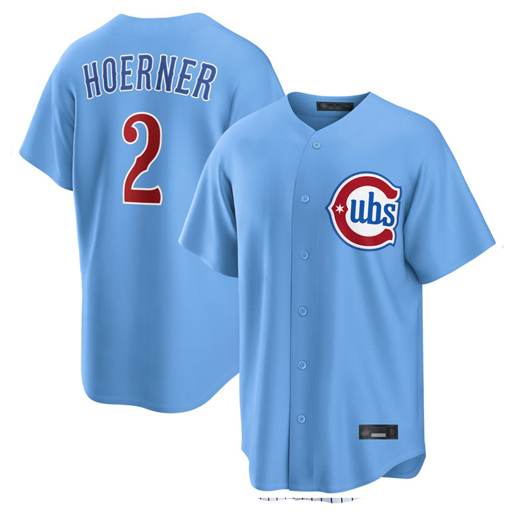 Choea C.Cubs #2 Nico Hoerner Player Light Blue Home Game Stitched Jerseys