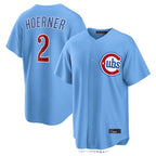 Choea C.Cubs #2 Nico Hoerner Player Light Blue Home Game Stitched Jerseys
