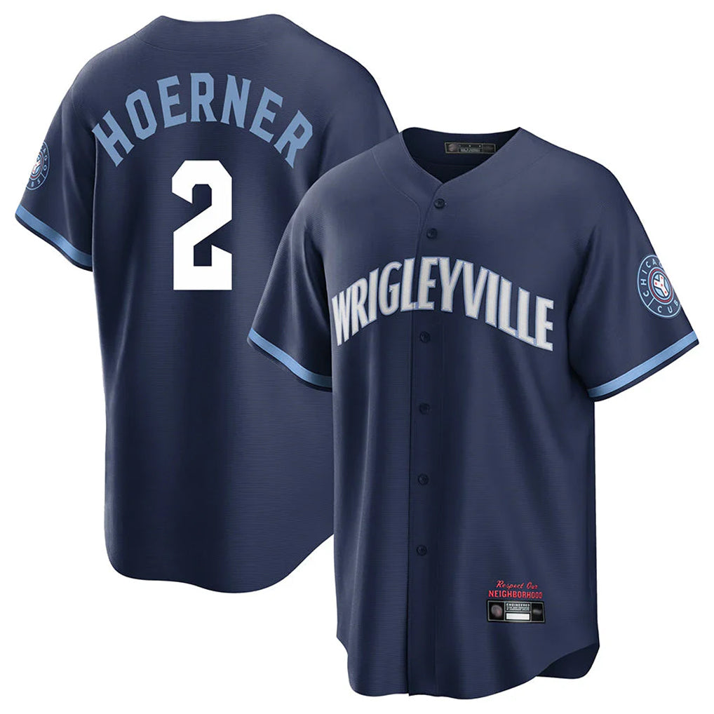 Choea C.Cubs #2 Nico Hoerner Player Navy City Connect Home Game Stitched Jerseys