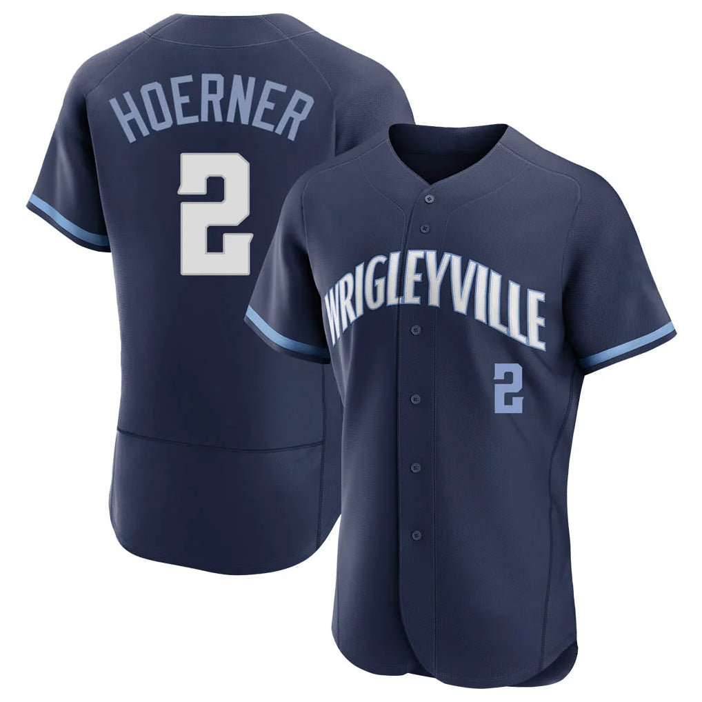 Choea C.Cubs #2 Nico Hoerner Player Navy City Connect Limited Elite Home Stitched Jerseys