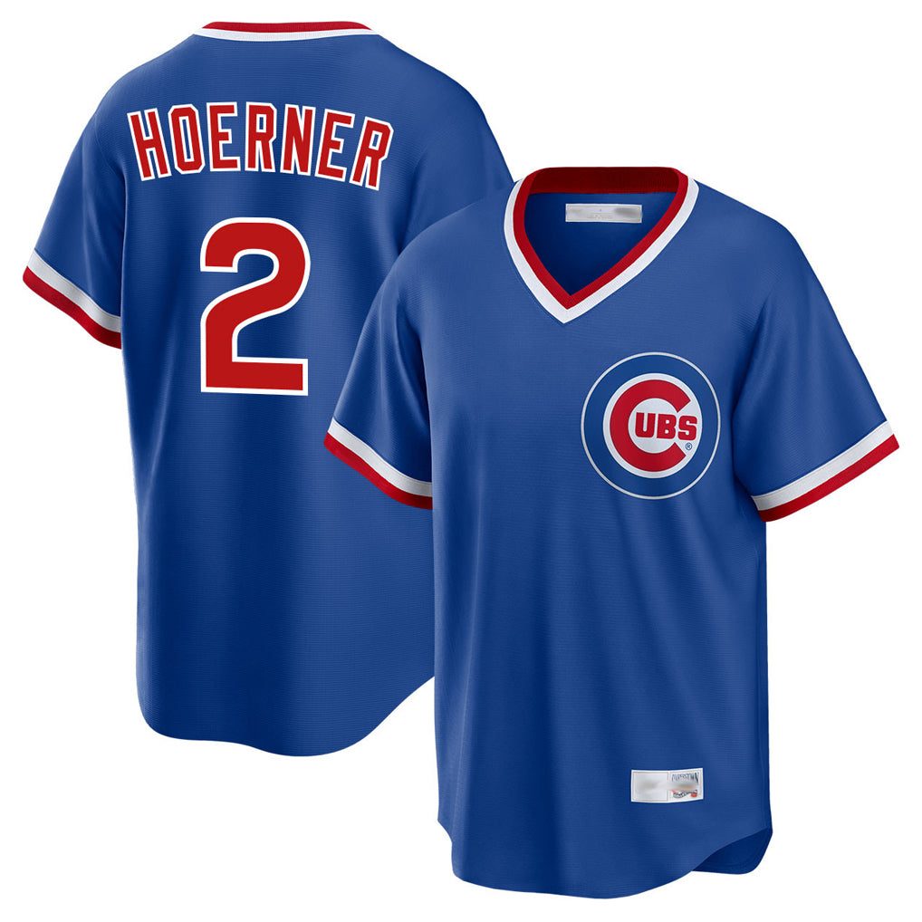 Choea C.Cubs #2 Nico Hoerner Player Royal T-shirt Cooperstown Collection Limited Stitched Jerseys