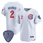Choea C.Cubs #2 Nico Hoerner Player White Pinstripe Vapor Premier Limited Home Stitched Jerseys