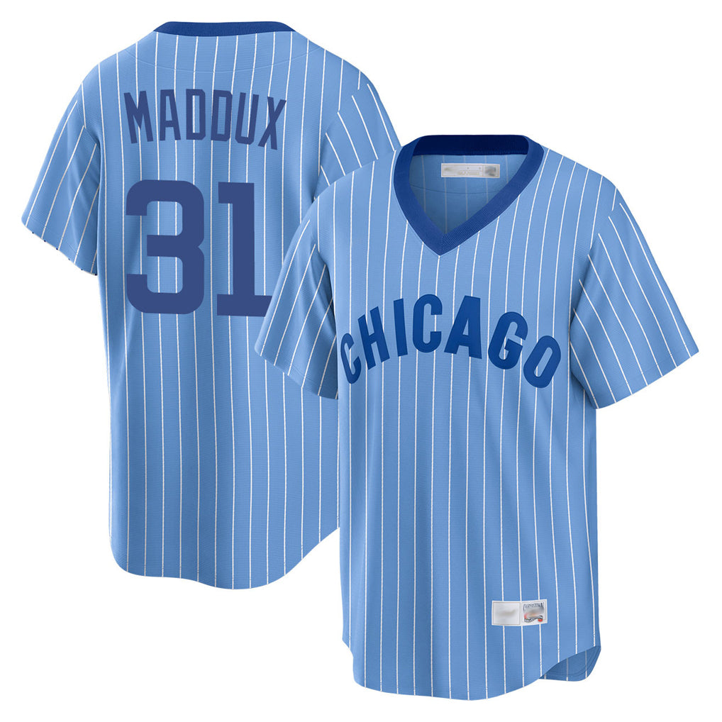 Choea C.Cubs #31 Greg Maddux Player Blue T-shirt Cooperstown Collection Limited Stitched Jerseys