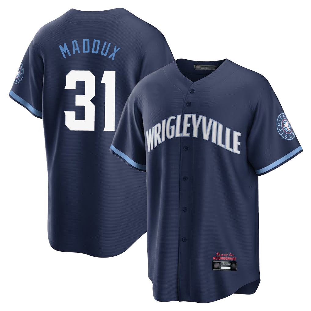 Choea C.Cubs #31 Greg Maddux Player Navy City Connect Home Game Stitched Jerseys
