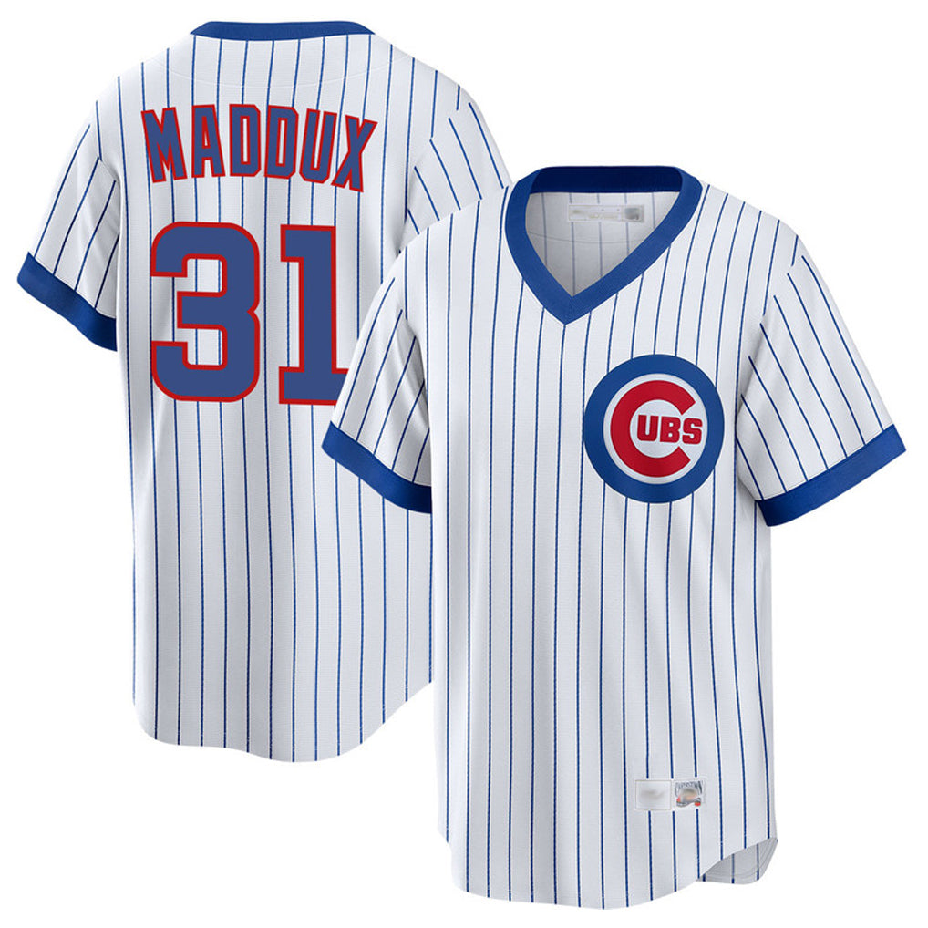 Choea C.Cubs #31 Greg Maddux Player White T-shirt Cooperstown Collection Limited Stitched Jerseys