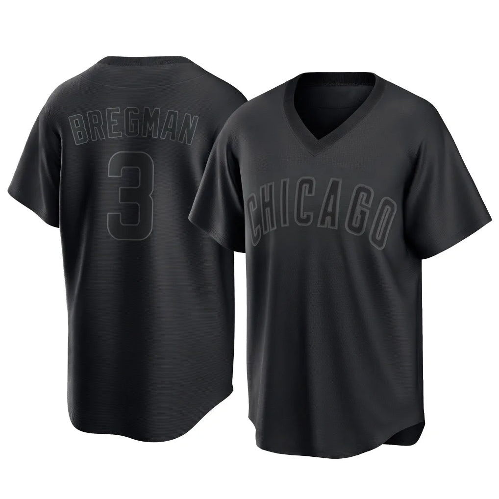 Choea C.Cubs #3 Alex Bregman Black T-shirt Home Game Stitched Jerseys