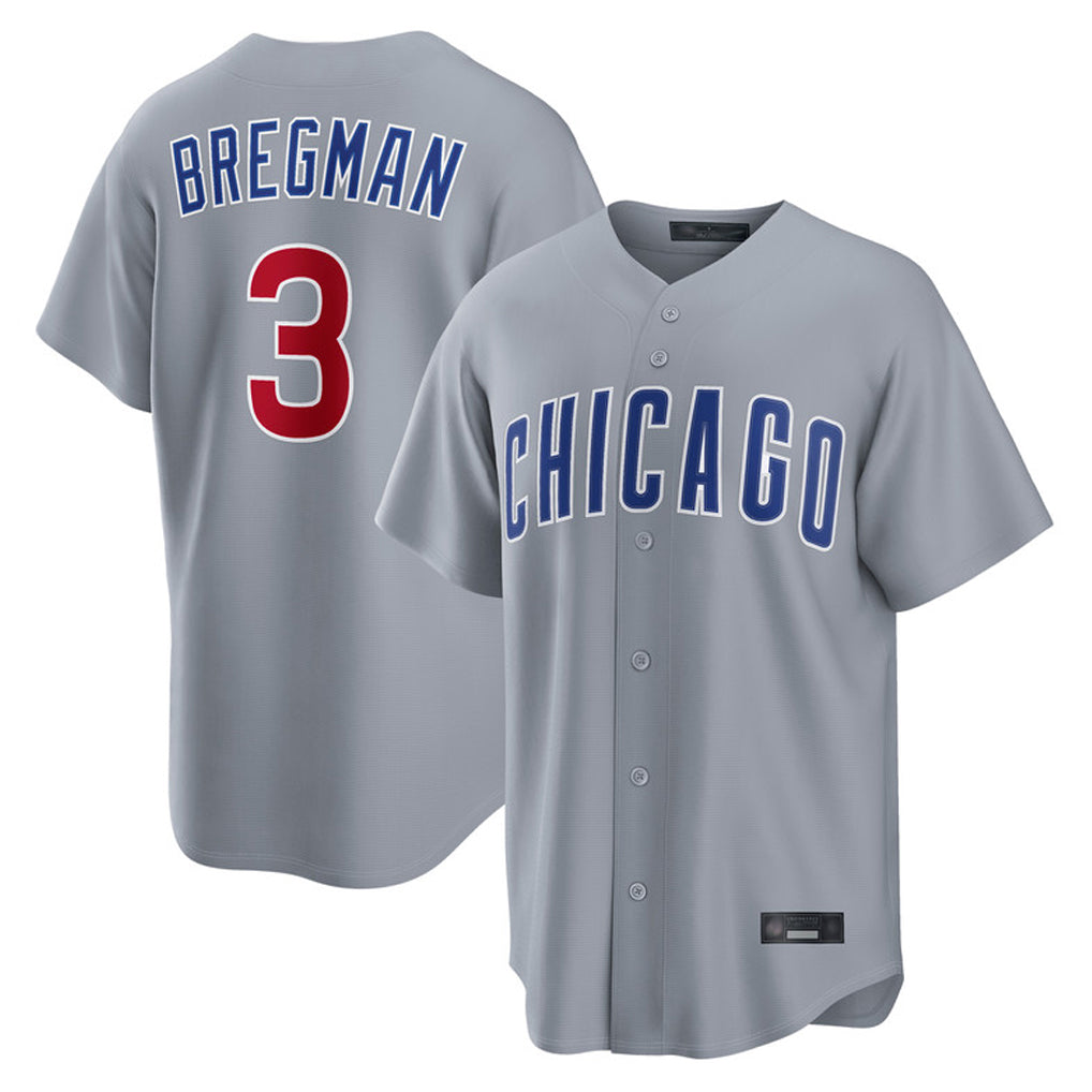 Choea C.Cubs #3 Alex Bregman Gray Home Game Stitched Jerseys