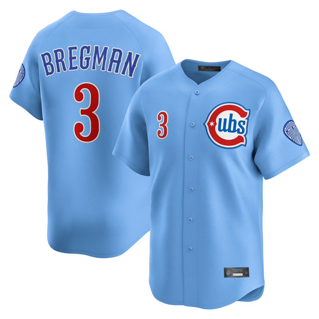 Choea C.Cubs #3 Alex Bregman Light Blue Limited Home Stitched Jerseys
