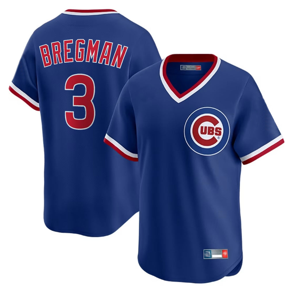 Choea C.Cubs #3 Alex Bregman Royal T-shirt Cooperstown Collection Limited Stitched Jerseys