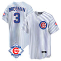 Choea C.Cubs #3 Alex Bregman White 150th Anniversary Home Game Stitched Jerseys