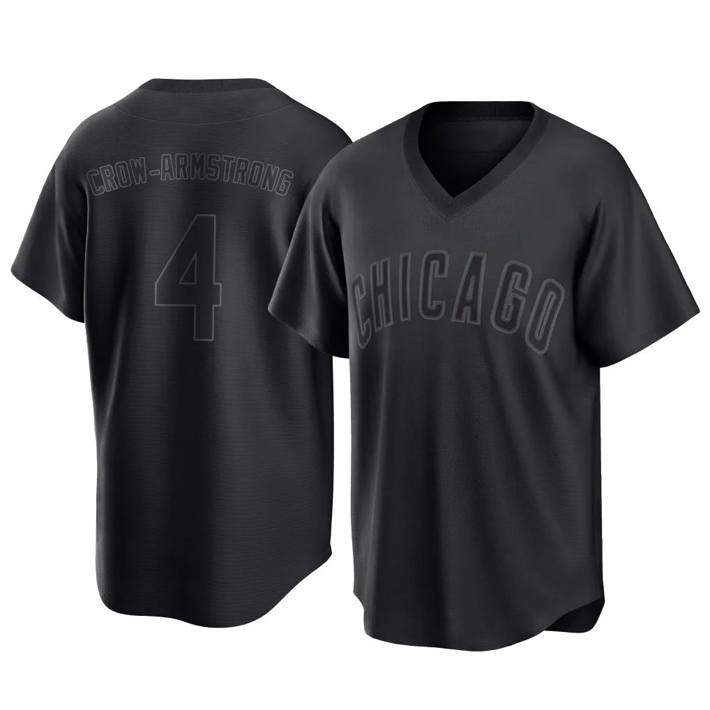 Choea C.Cubs #4 Pete Crow-Armstrong Player Black T-shirt Home Game Stitched Jerseys