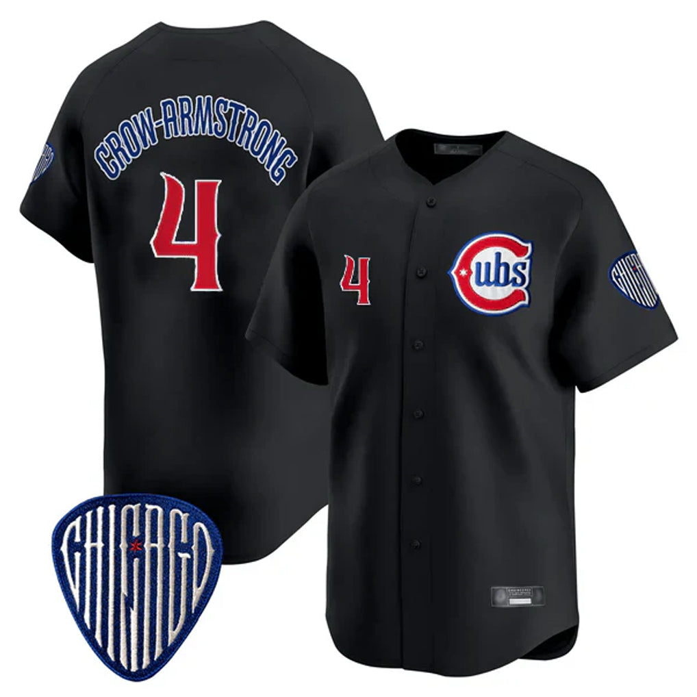Choea C.Cubs #4 Pete Crow-Armstrong Player Black Vapor Premier Limited Home Stitched Jerseys