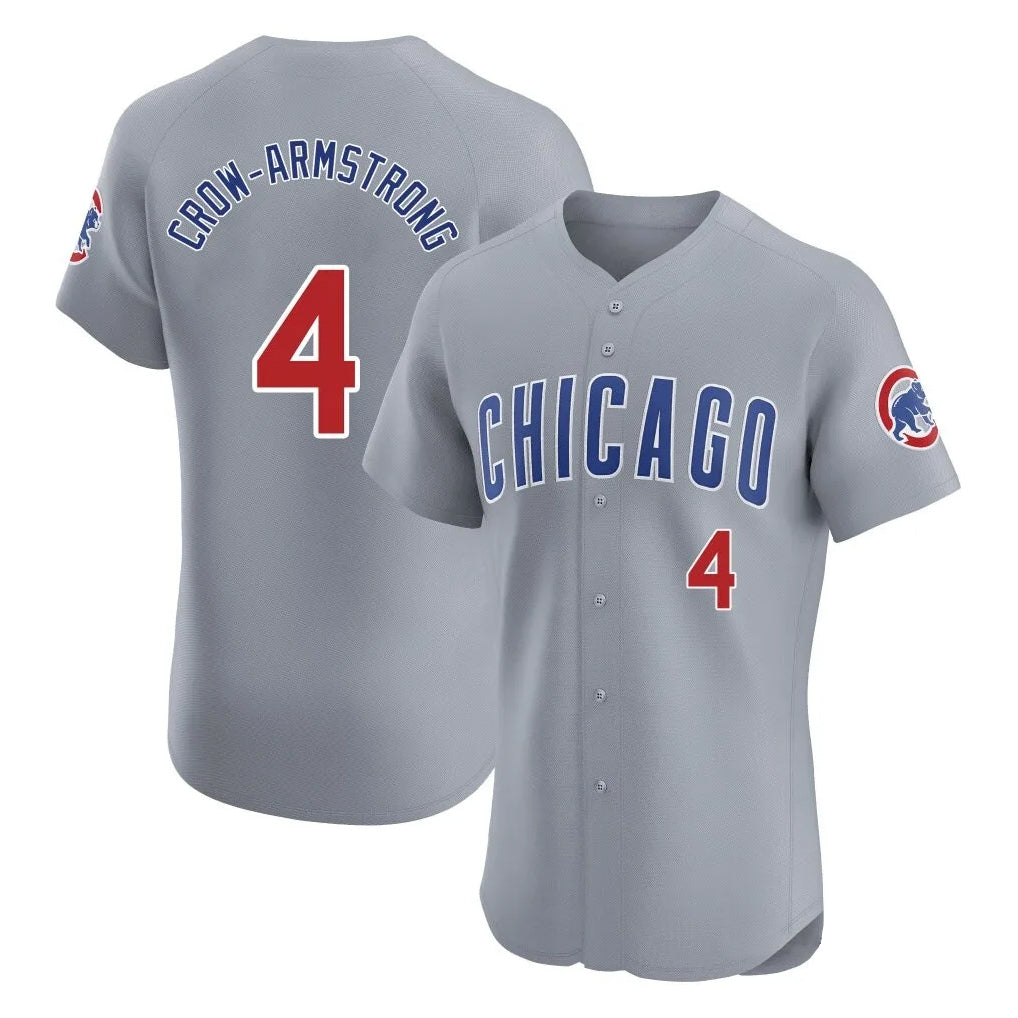 Choea C.Cubs #4 Pete Crow-Armstrong Player Gray Road Limited Elite Home Stitched Jerseys