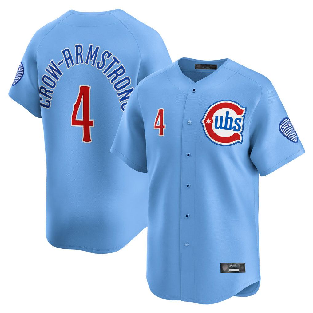 Choea C.Cubs #4 Pete Crow-Armstrong Player Light Blue Limited Home Stitched Jerseys