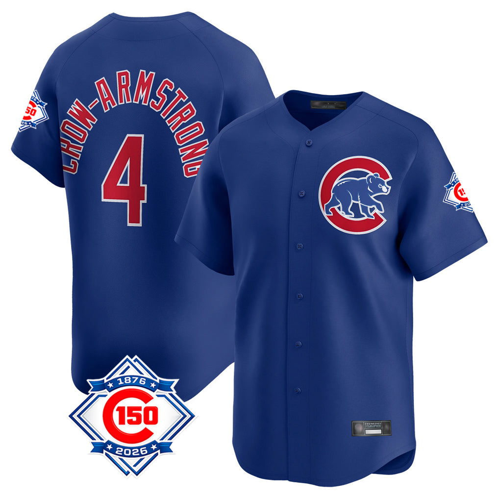 Choea C.Cubs #4 Pete Crow-Armstrong Player Royal 150th Anniversary Limited Home Stitched Jerseys