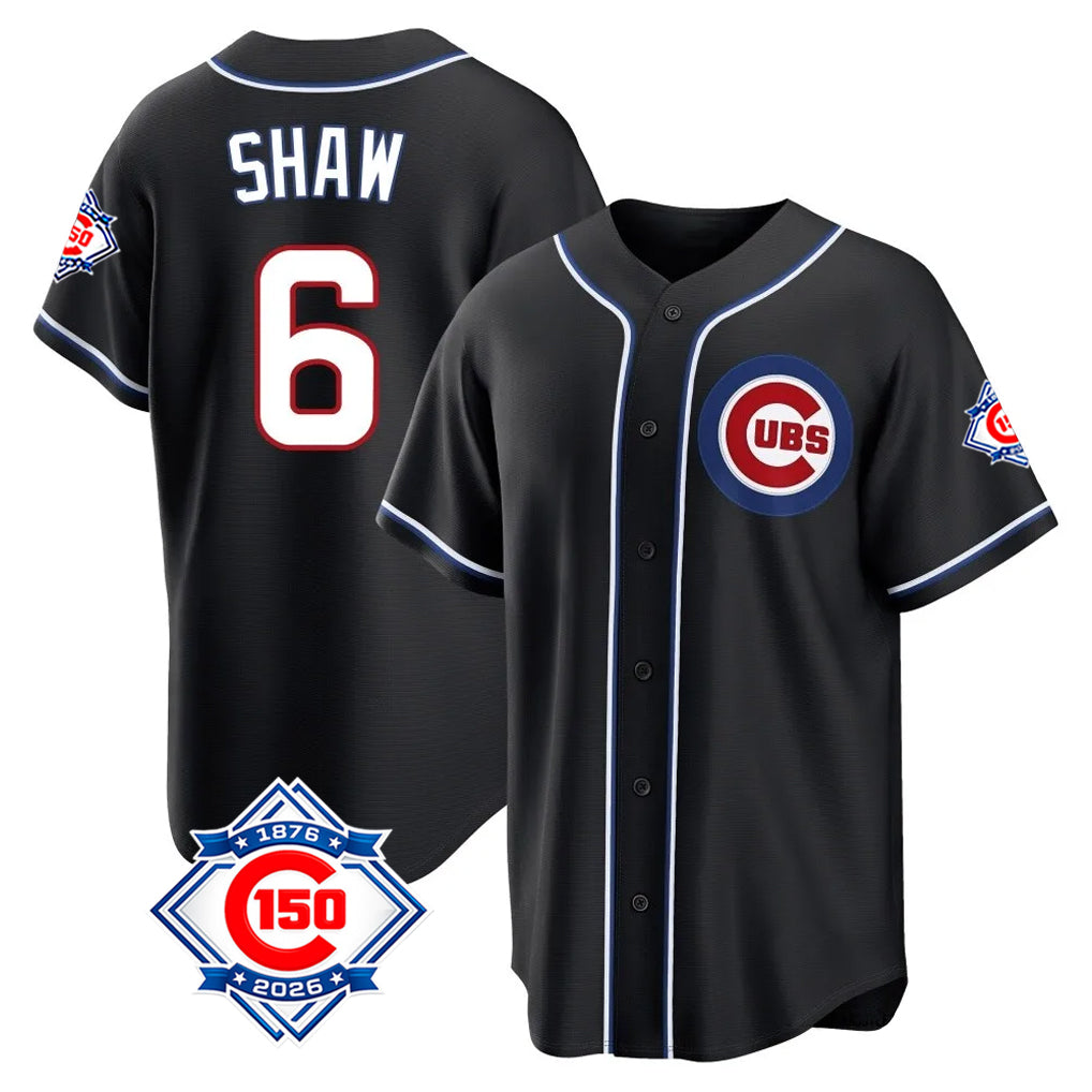 Choea C.Cubs #6 Matt Shaw Player Black Fashion Out 150th Anniversary Game Stitched Jerseys